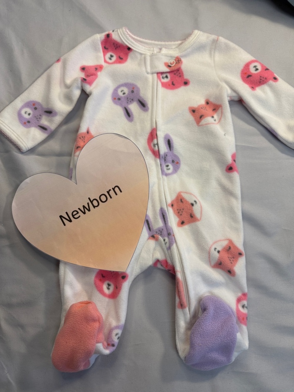 Carter's Pink and Purple Animal Print fleece Footie sleeper
